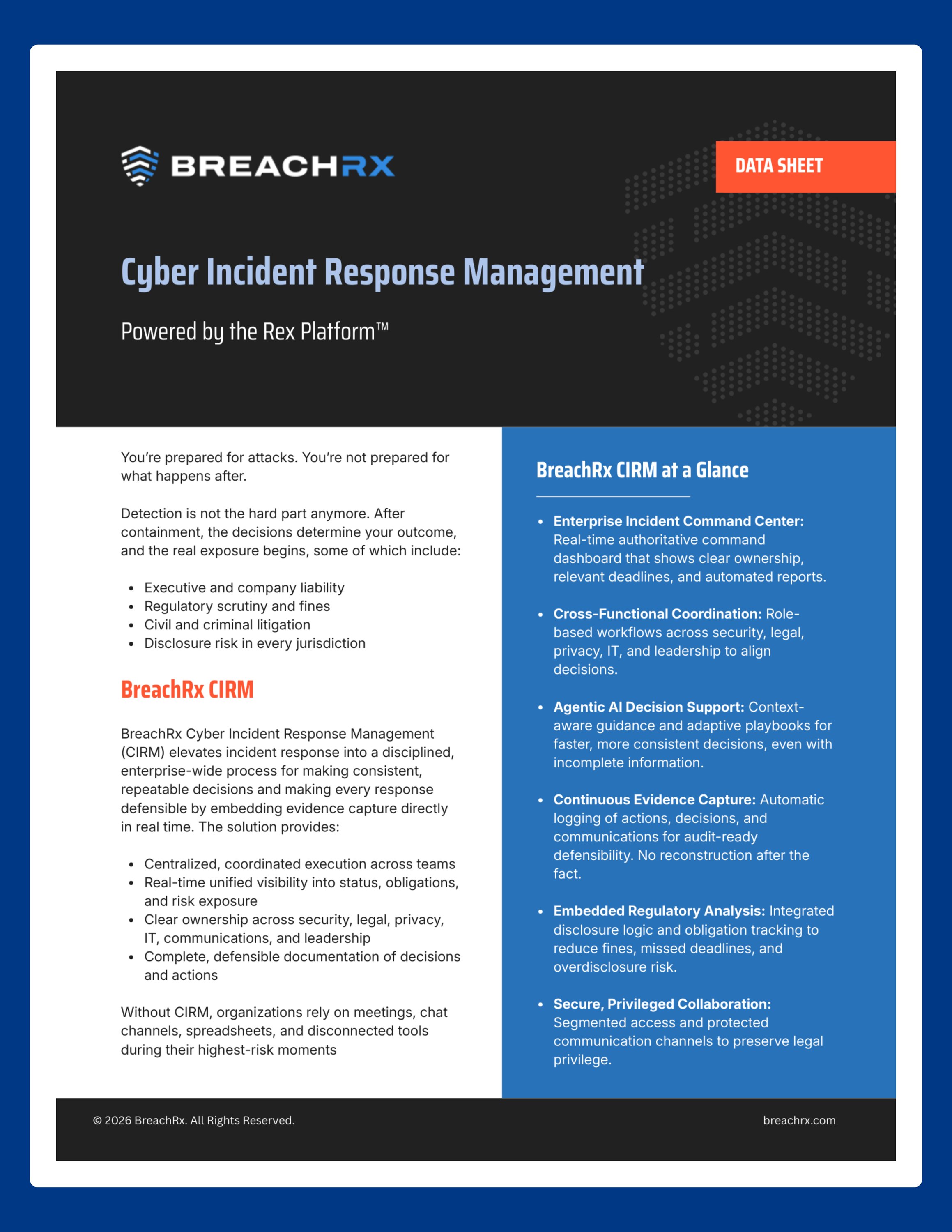 BreachRx Cyber Incident Response Management Datasheet